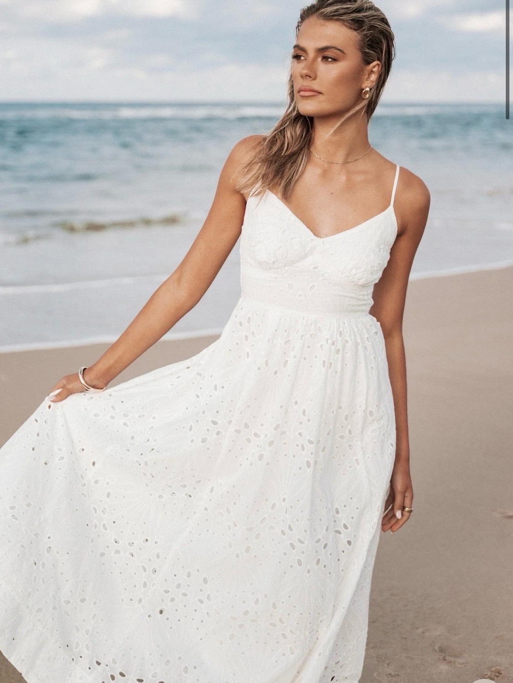 PETAL & PUP Yasmin Midi Dress in White XS